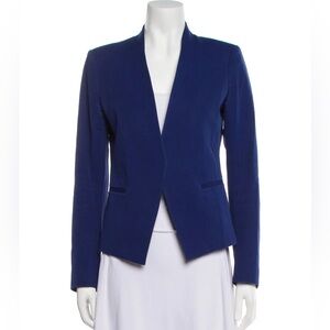 Theory Blue Fitted Collarless Blazer